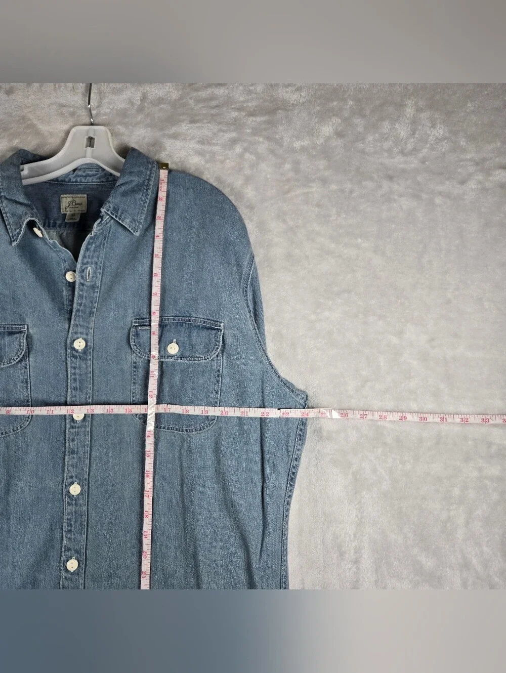 J Crew Denim Work Shirt Mens Size XL Blue Midweight Button Up Casual BT744